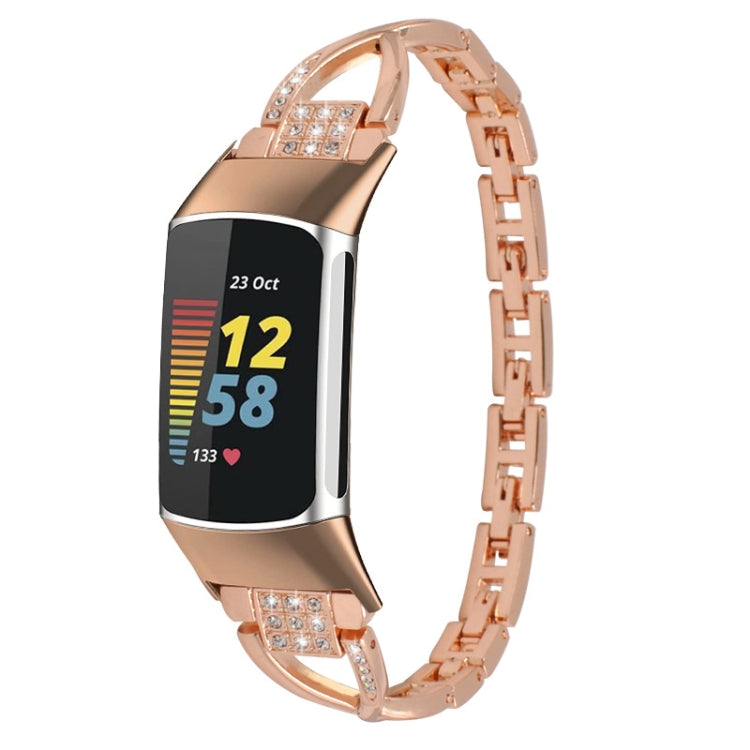For Fitbit Charge 3 / 4 Diamond Metal Watch Band(Rose Gold) -  by PMC TechLife | Online Shopping South Africa | PMC TechLife