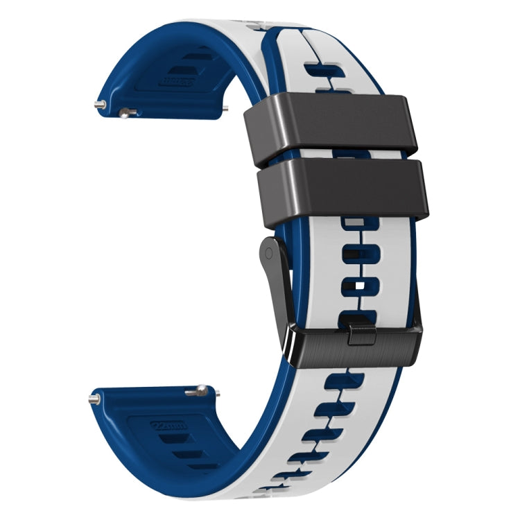 20mm Universal Vertical Line Two-Color Silicone Watch Band(White+Dark Blue) - Smart Wear by PMC TechLife | Online Shopping South Africa | PMC TechLife