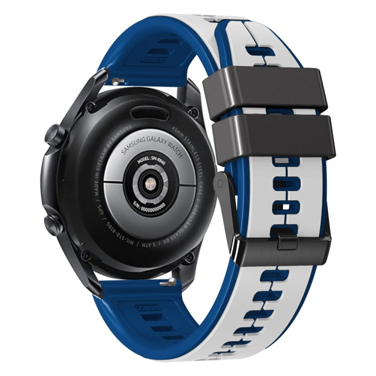 22mm Universal Vertical Line Two-Color Silicone Watch Band(White+Dark Blue) - Smart Wear by PMC TechLife | Online Shopping South Africa | PMC TechLife