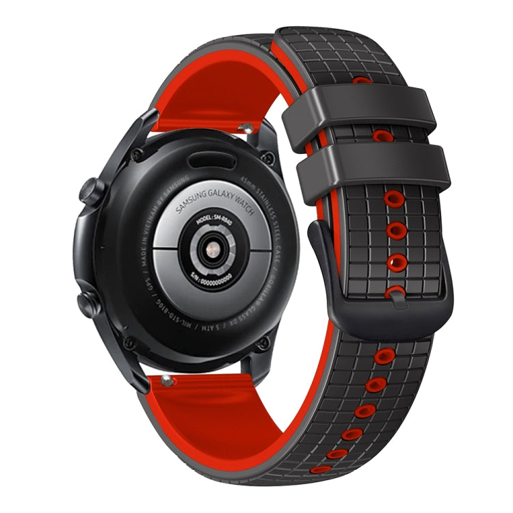 20mm Universal Mesh Two-Tone Silicone Watch Band(Black Red) - Smart Wear by PMC TechLife | Online Shopping South Africa | PMC TechLife