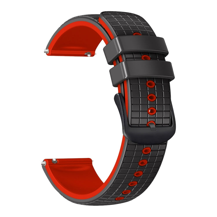 20mm Universal Mesh Two-Tone Silicone Watch Band(Black Red) - Smart Wear by PMC TechLife | Online Shopping South Africa | PMC TechLife