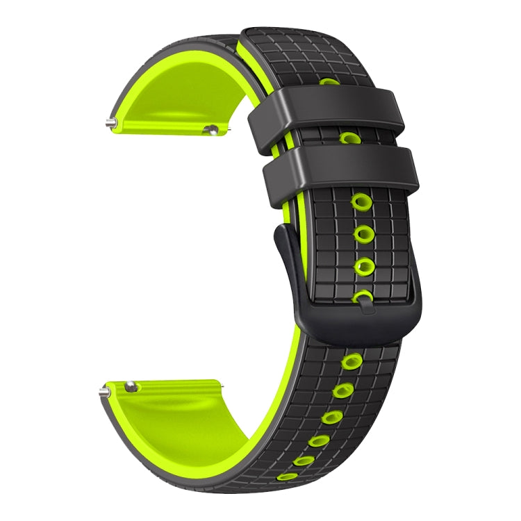 20mm Universal Mesh Two-Tone Silicone Watch Band(Black Lime) - Smart Wear by PMC Jewellery | Online Shopping South Africa | PMC Jewellery