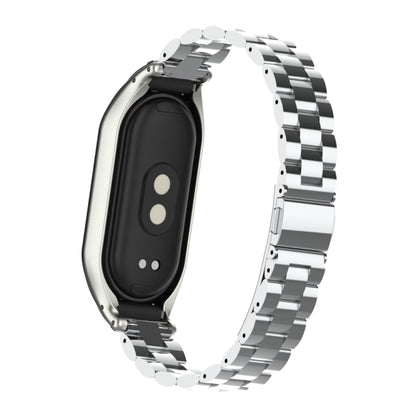 For Xiaomi Mi Band 8 Integrated Metal Case + Three-bead Watch Band(Silver) - Smart Wear by PMC Jewellery | Online Shopping South Africa | PMC Jewellery