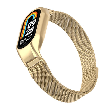 For Xiaomi Mi Band 8 Integrated Metal Case + Milanese Magnetic Watch Band(Retro Gold) - Smart Wear by PMC Jewellery | Online Shopping South Africa | PMC Jewellery