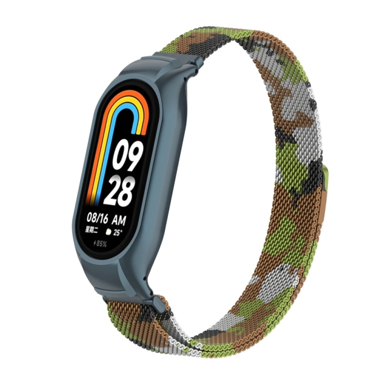 For Xiaomi Mi Band 8 Integrated Metal Case + Milanese Magnetic Watch Band(Grass Green) - Smart Wear by PMC Jewellery | Online Shopping South Africa | PMC Jewellery