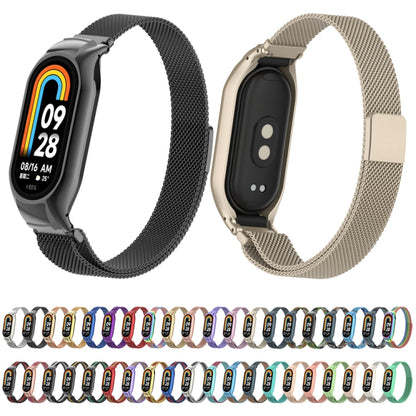 For Xiaomi Mi Band 8 Integrated Metal Case + Milanese Magnetic Watch Band(Gold) - Smart Wear by PMC Jewellery | Online Shopping South Africa | PMC Jewellery