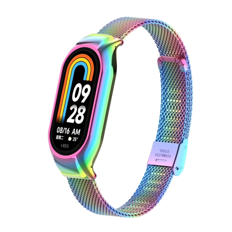 For Xiaomi Mi Band 8 Integrated Metal Case + Steel Mesh Buckle Watch Band(Colorful) - Smart Wear by PMC Jewellery | Online Shopping South Africa | PMC Jewellery