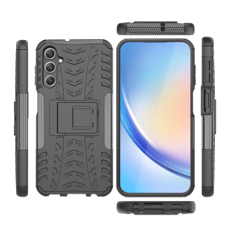 For Samsung Galaxy A24 4G Tire Texture TPU + PC Phone Case with Holder(Black) - free shipping - PMC TechLife - Order now!