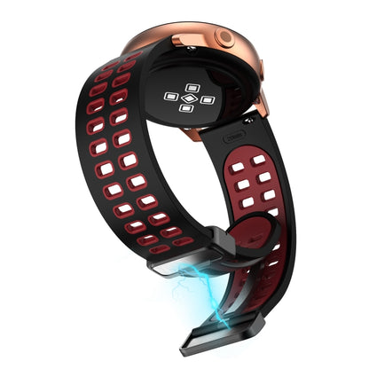 20mm Double-row Hole Folding Black Buckle Two-color Silicone Watch Band(Black Red) - Smart Wear by PMC Jewellery | Online Shopping South Africa | PMC Jewellery