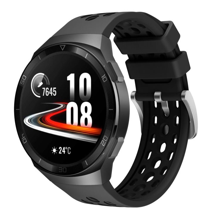 For Huawei Watch GT 2e Two Color Round Hole Silicone Watch Band(Balck Balck) - Smart Wear by PMC Jewellery | Online Shopping South Africa | PMC Jewellery