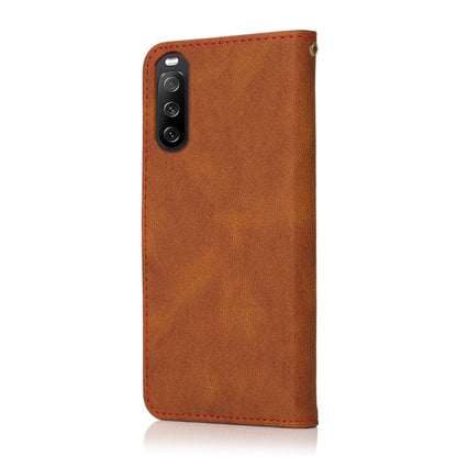 For Sony Xperia 10 V 2023 Dual-color Stitching Leather Phone Case(Brown Red) - Sony Cases by PMC Jewellery | Online Shopping South Africa | PMC Jewellery