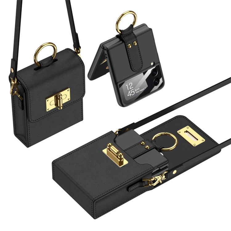 GKK Mini Backpack Plain Phone Bag + Phone Case with Ring For Samsung Galaxy Z Flip4 5G(Black) - Galaxy Z Flip4 5G Cases by GKK | Online Shopping South Africa | PMC TechLife | Buy Now Pay Later Mobicred