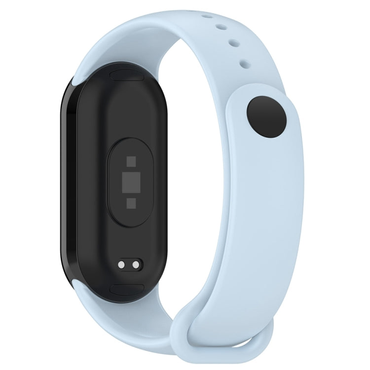 For Xiaomi Mi Band 8 Solid Color Stainless Steel Plug Replacement Watch Band (Light Blue) - Watch Bands by PMC Jewellery | Online Shopping South Africa | PMC Jewellery