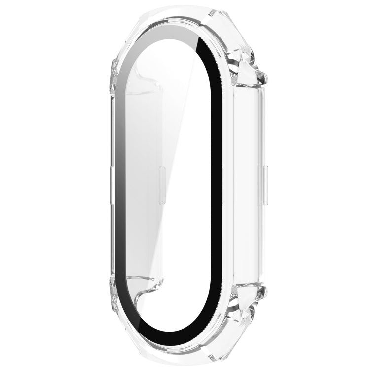 For Xiaomi Mi Band 8 PC + Tempered Glass Integrated Protective Watch Case(Transparent White) - Smart Wear by PMC Jewellery | Online Shopping South Africa | PMC Jewellery