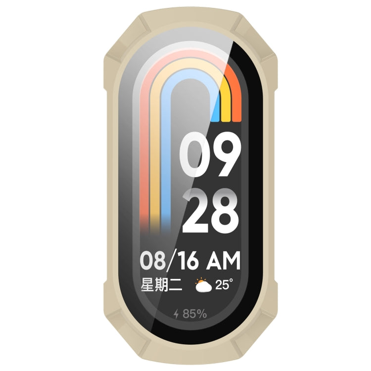 For Xiaomi Mi Band 8 PC + Tempered Glass Integrated Protective Watch Case(Ivory White) - Smart Wear by PMC TechLife | Online Shopping South Africa | PMC TechLife