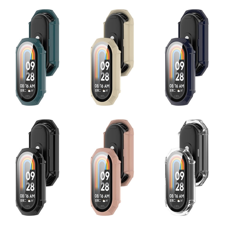For Xiaomi Mi Band 8 PC + Tempered Glass Integrated Protective Watch Case(Pink) - Smart Wear by PMC TechLife | Online Shopping South Africa | PMC TechLife