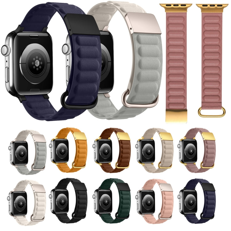 Magnetic Reverse Buckle Watch Band For Apple Watch Series 8&7 41mm(Khaki) - Smart Wear by PMC Jewellery | Online Shopping South Africa | PMC Jewellery