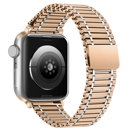 Chain Magnetic Stainless Steel Watch Band For Apple Watch Series 8&7 41mm / SE 2&6&SE&5&4 40mm / 3&2&1 38mm(Rose Gold+Silver) - Smart Wear by PMC Jewellery | Online Shopping South Africa | PMC Jewellery