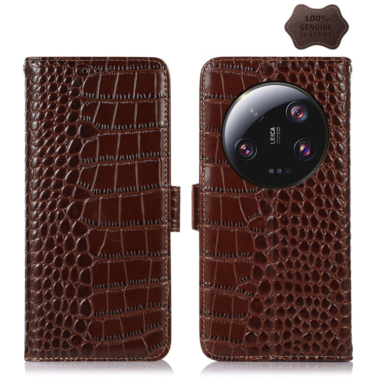 For Xiaomi 13 Ultra Crocodile Top Layer Cowhide Leather Phone Case(Brown) - 13 Ultra Cases by PMC TechLife | Online Shopping South Africa | PMC TechLife