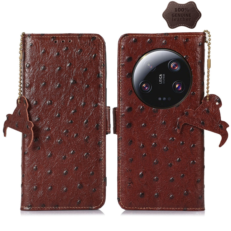 For Xiaomi 13 Ultra Ostrich Pattern Genuine Leather RFID Phone Case(Coffee) - 13 Ultra Cases by PMC Jewellery | Online Shopping South Africa | PMC Jewellery