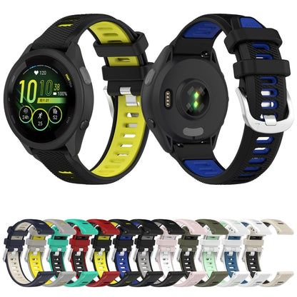 For Garmin Forerunner 265S 18mm Sports Two-Color Steel Buckle Silicone Watch Band(Black+Lime Green) - Smart Wear by PMC Jewellery | Online Shopping South Africa | PMC Jewellery