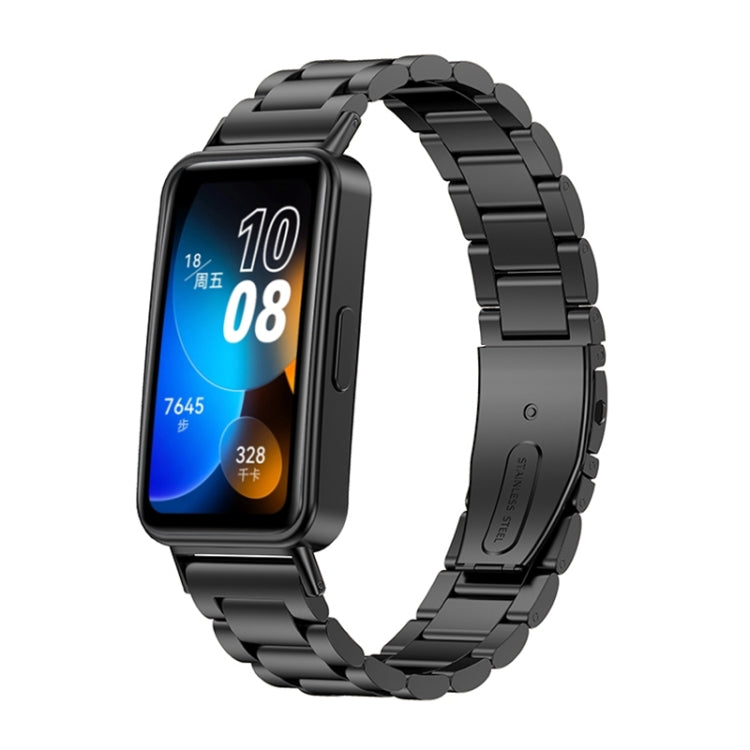For Huawei Band 8 16mm Three Strains Metal Replacement Watch Band(Black) -  by PMC TechLife | Online Shopping South Africa | PMC TechLife