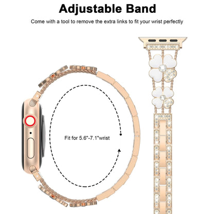 For Apple Watch Ultra 49mm Petal Metal Diamond Watch Band(Rose Gold+White) -  by PMC Jewellery | Online Shopping South Africa | PMC Jewellery