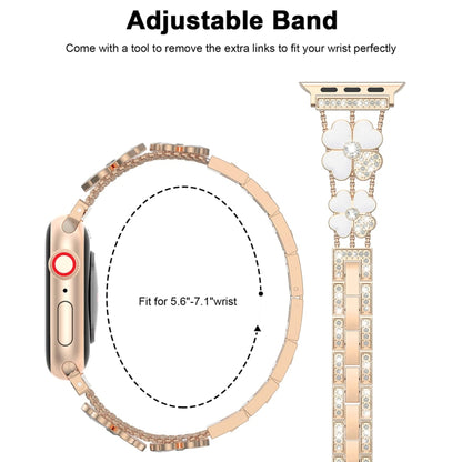 For Apple Watch 2 38mm Petal Metal Diamond Watch Band(Rose Gold+White) -  by PMC Jewellery | Online Shopping South Africa | PMC Jewellery