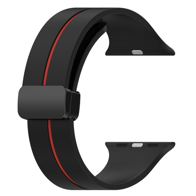 Two Color Folding Buckle Silicone Watch Band For Apple Watch 7 41mm(Black+Red) -  by PMC TechLife | Online Shopping South Africa | PMC TechLife