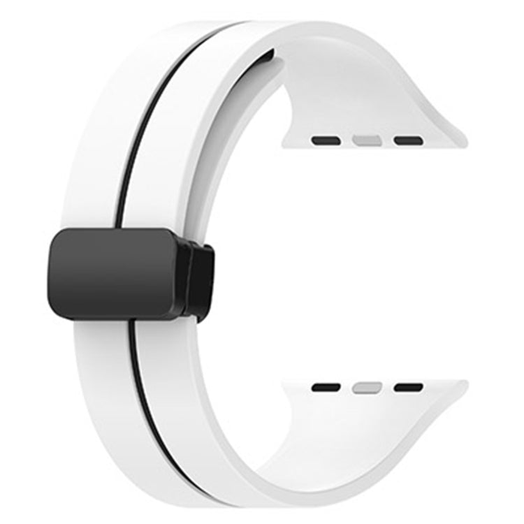Two Color Folding Buckle Silicone Watch Band For Apple Watch 7 45mm(White+Black) -  by PMC TechLife | Online Shopping South Africa | PMC TechLife