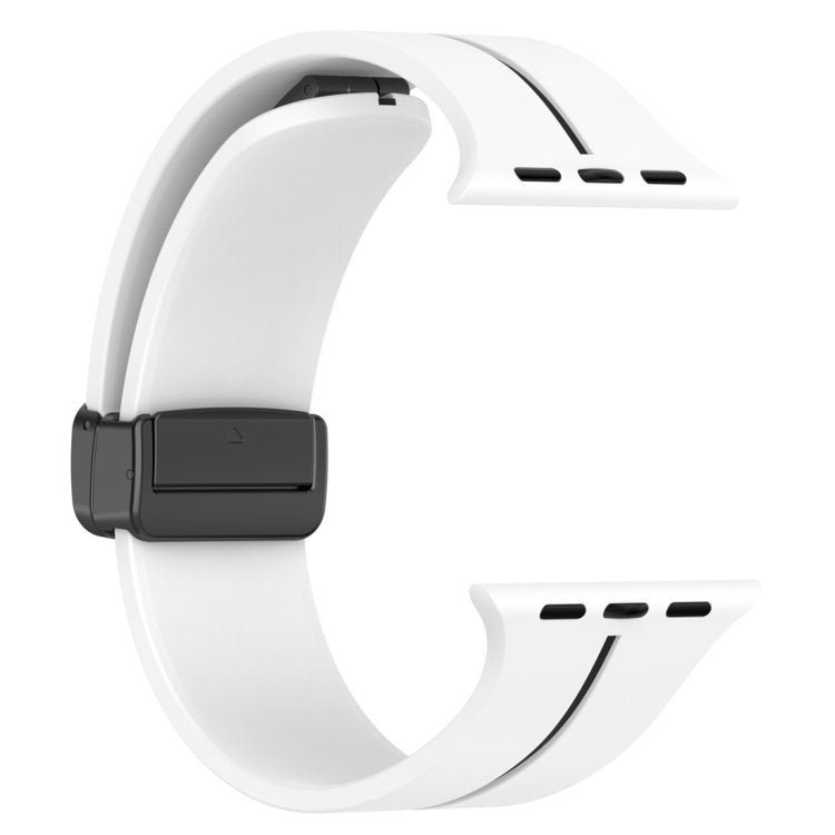 Two Color Folding Buckle Silicone Watch Band For Apple Watch SE 44mm(White+Black) -  by PMC Jewellery | Online Shopping South Africa | PMC Jewellery