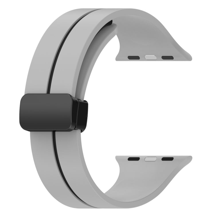 Two Color Folding Buckle Silicone Watch Band For Apple Watch SE 44mm(Light Grey+Black) - Watch Bands by PMC TechLife | Online Shopping South Africa | PMC TechLife