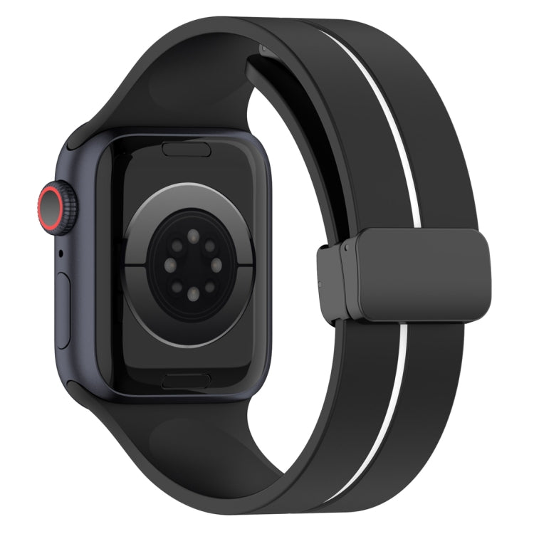 Two Color Folding Buckle Silicone Watch Band For Apple Watch 6 40mm(Black+White) - Watch Bands by PMC TechLife | Online Shopping South Africa | PMC TechLife