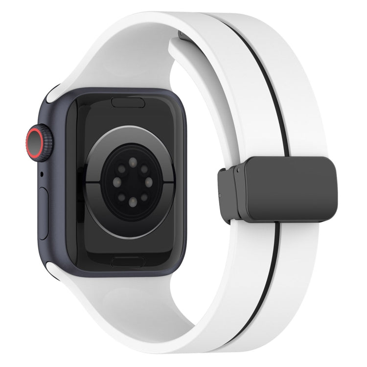 Two Color Folding Buckle Silicone Watch Band For Apple Watch 6 44mm(White+Black) -  by PMC TechLife | Online Shopping South Africa | PMC TechLife