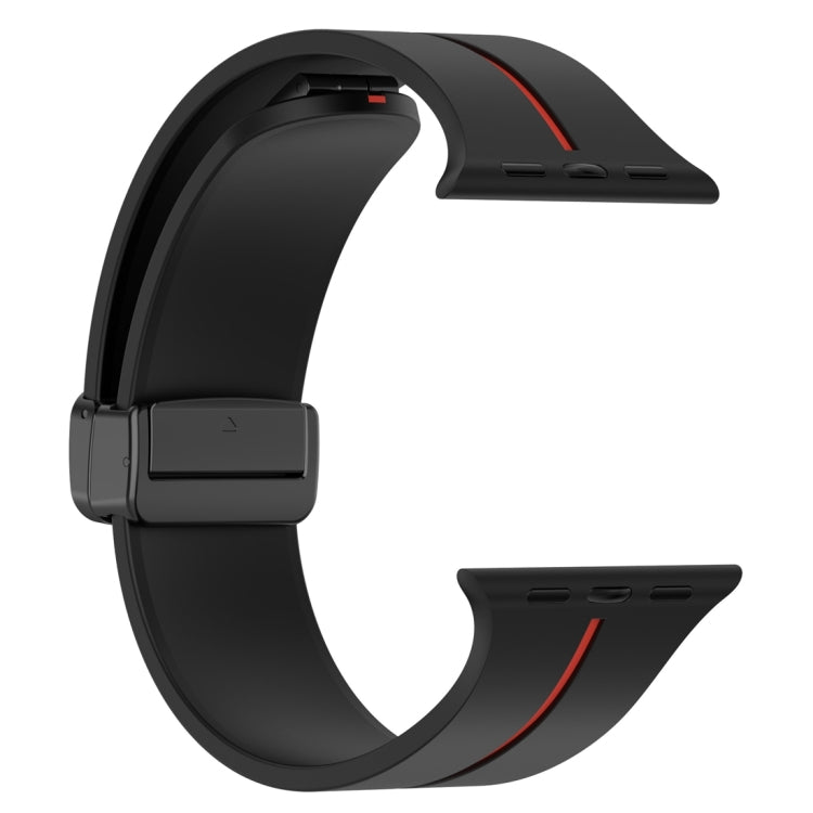 Two Color Folding Buckle Silicone Watch Band For Apple Watch 5 40mm(Black+Red) -  by PMC Jewellery | Online Shopping South Africa | PMC Jewellery