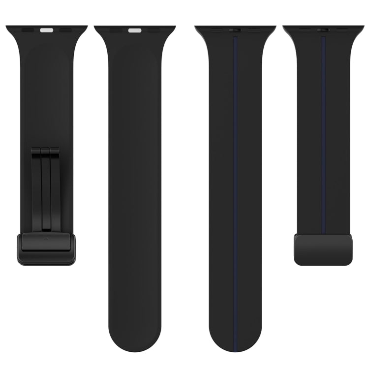 Two Color Folding Buckle Silicone Watch Band For Apple Watch 5 40mm(Black+Blue) -  by PMC TechLife | Online Shopping South Africa | PMC TechLife