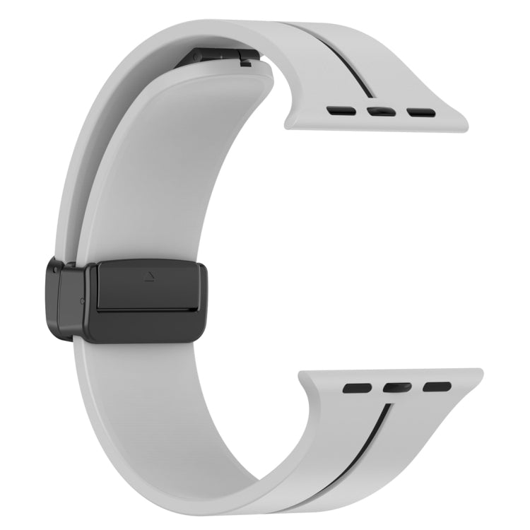 Two Color Folding Buckle Silicone Watch Band For Apple Watch 5 40mm(Light Grey+Black) -  by PMC TechLife | Online Shopping South Africa | PMC TechLife