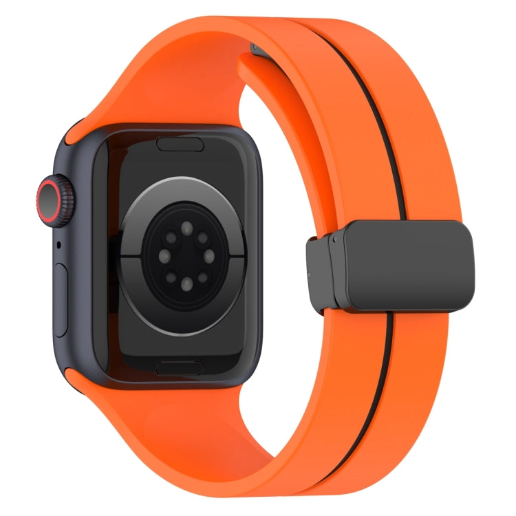 Two Color Folding Buckle Silicone Watch Band For Apple Watch 5 44mm(Orange+Black) -  by PMC Jewellery | Online Shopping South Africa | PMC Jewellery