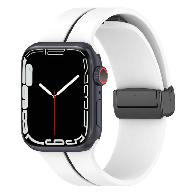 Two Color Folding Buckle Silicone Watch Band For Apple Watch 4 40mm(White+Black) -  by PMC TechLife | Online Shopping South Africa | PMC TechLife