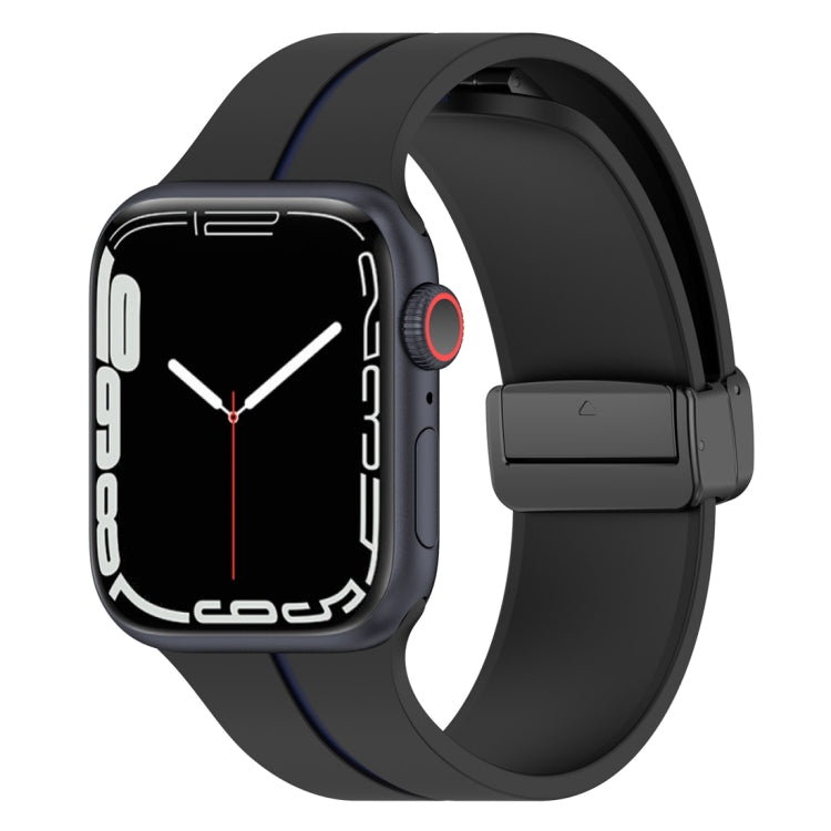 Two Color Folding Buckle Silicone Watch Band For Apple Watch 4 40mm(Black+Blue) -  by PMC TechLife | Online Shopping South Africa | PMC TechLife