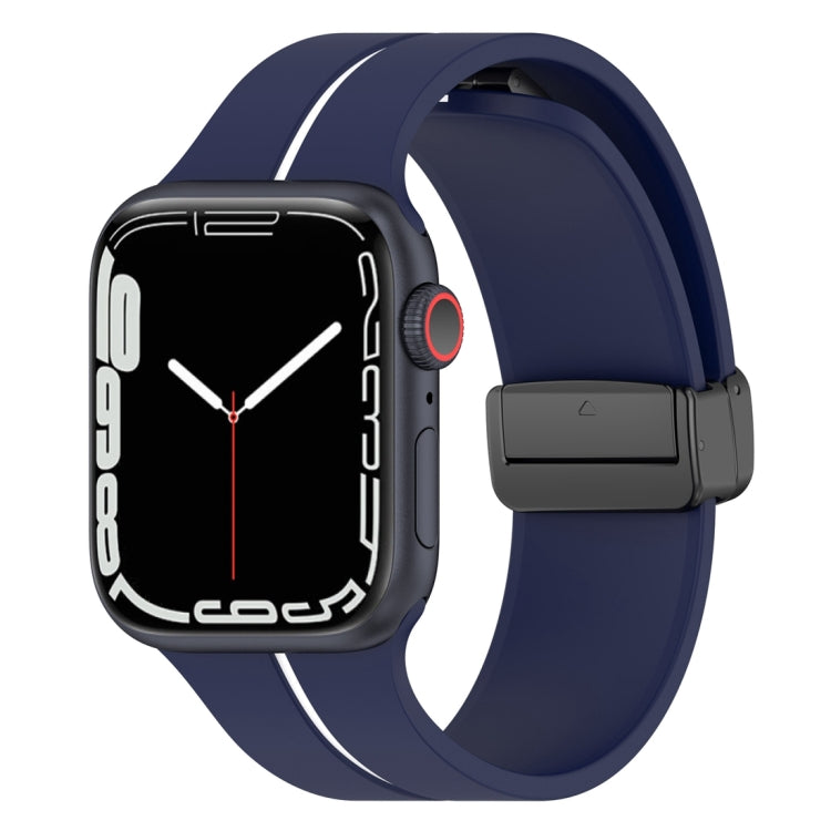 Two Color Folding Buckle Silicone Watch Band For Apple Watch 4 40mm(Midnight Blue+White) -  by PMC Jewellery | Online Shopping South Africa | PMC Jewellery