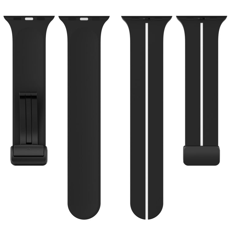 Two Color Folding Buckle Silicone Watch Band For Apple Watch 4 44mm(Black+White) -  by PMC TechLife | Online Shopping South Africa | PMC TechLife