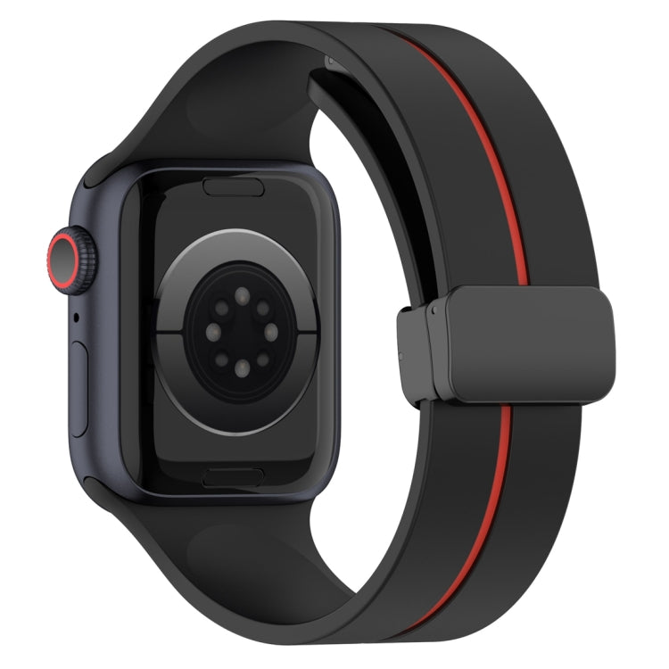 Two Color Folding Buckle Silicone Watch Band For Apple Watch 4 44mm(Black+Red) -  by PMC TechLife | Online Shopping South Africa | PMC TechLife