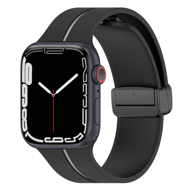 Two Color Folding Buckle Silicone Watch Band For Apple Watch 4 44mm(Black+Grey) -  by PMC Jewellery | Online Shopping South Africa | PMC Jewellery