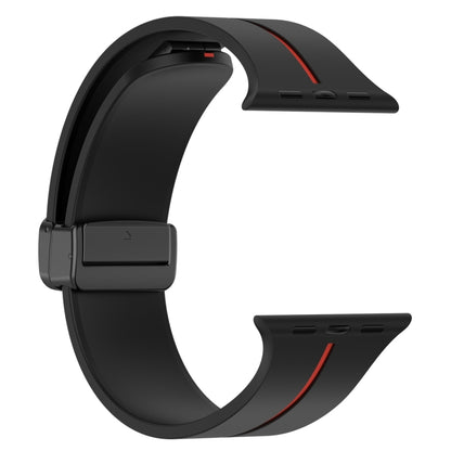 Two Color Folding Buckle Silicone Watch Band For Apple Watch 3 38mm(Black+Red) -  by PMC Jewellery | Online Shopping South Africa | PMC Jewellery