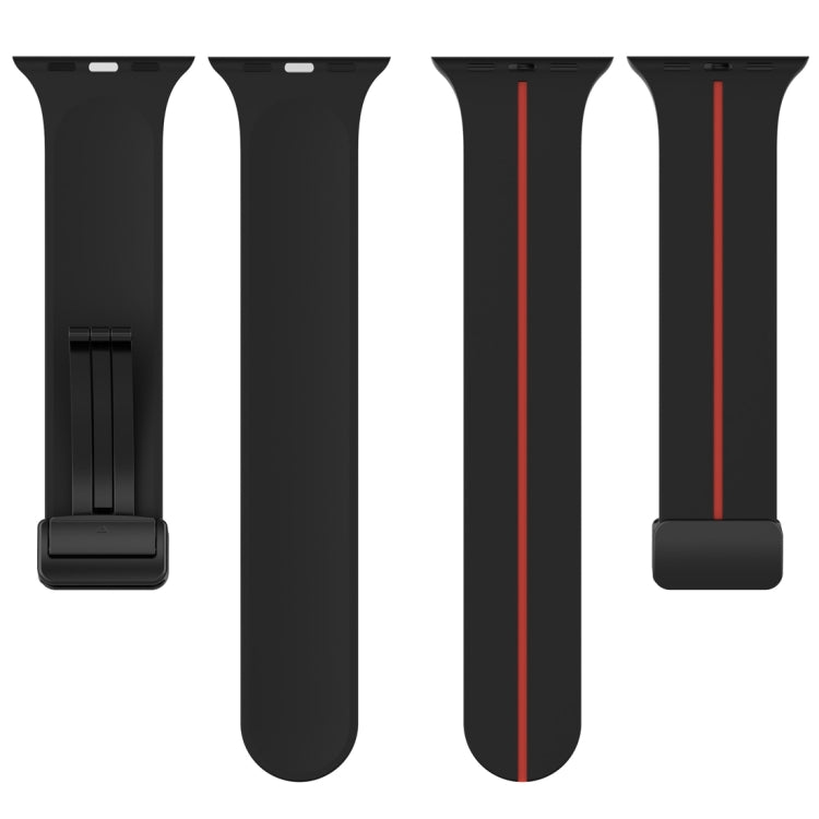 Two Color Folding Buckle Silicone Watch Band For Apple Watch 3 38mm(Black+Red) -  by PMC Jewellery | Online Shopping South Africa | PMC Jewellery