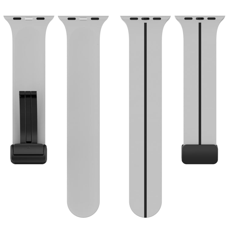 Two Color Folding Buckle Silicone Watch Band For Apple Watch 3 38mm(Light Grey+Black) -  by PMC TechLife | Online Shopping South Africa | PMC TechLife