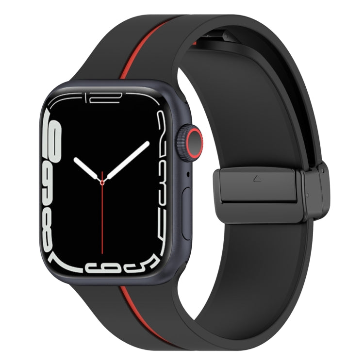 Two Color Folding Buckle Silicone Watch Band For Apple Watch 3 42mm(Black+Red) -  by PMC TechLife | Online Shopping South Africa | PMC TechLife