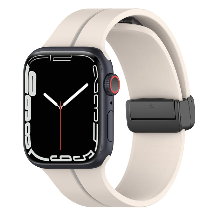 Two Color Folding Buckle Silicone Watch Band For Apple Watch 3 42mm(Starlight+Grey) -  by PMC TechLife | Online Shopping South Africa | PMC TechLife