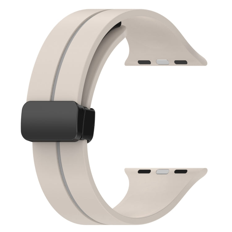 Two Color Folding Buckle Silicone Watch Band For Apple Watch 3 42mm(Starlight+Grey) -  by PMC TechLife | Online Shopping South Africa | PMC TechLife